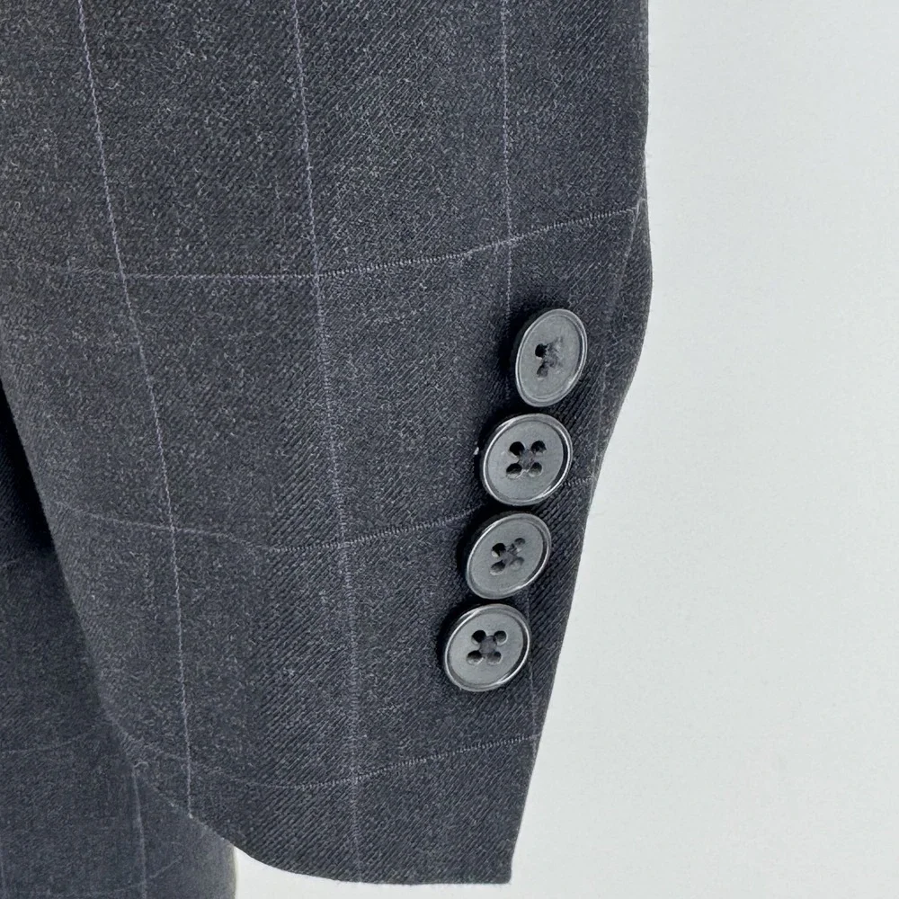 Hart Schaffner Marx Blazer Mens 42R Grey Windowpane 3-Button‎ Studio Nordstrom
